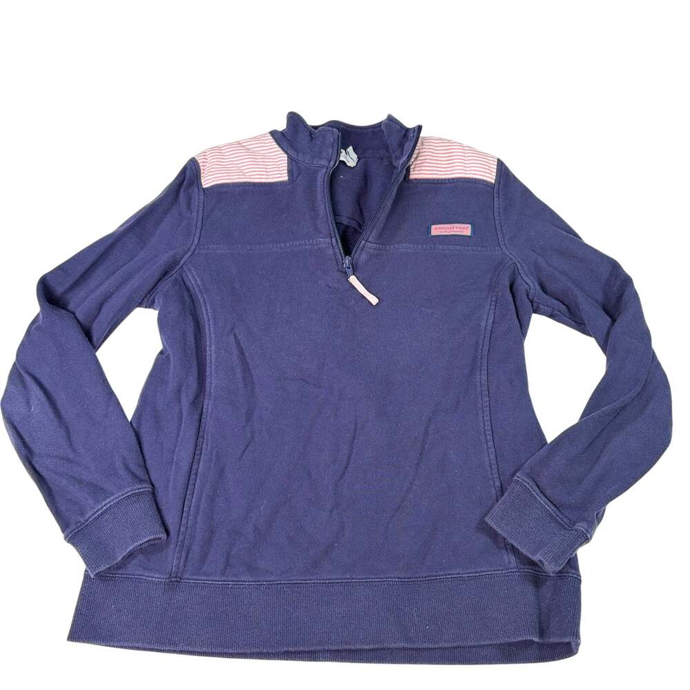 Vineyard Vines womens 1/4 zip navy sweatshirt. nautical, preppy, coastal. Sz S